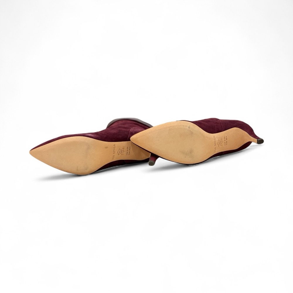 Via Spiga Baddie Burgundy Suede Pointed Toe Booties w 3" heels Size EU 36.5 NWOB - Picture 3 of 4